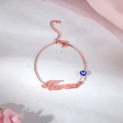 Rose Gold Personalised Classic Evil Eye Bracelet
