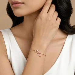 Rose Gold Personalised Classy Om Heartbeat Bracelet