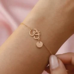 Rose Gold Personalised Classy Om Heartbeat Bracelet