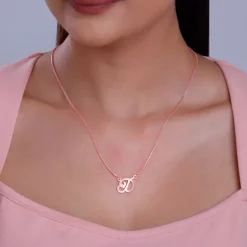 Rose Gold Personalised Cursive Initial Necklace