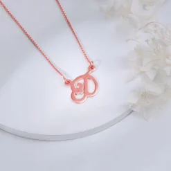 Rose Gold Personalised Cursive Initial Necklace