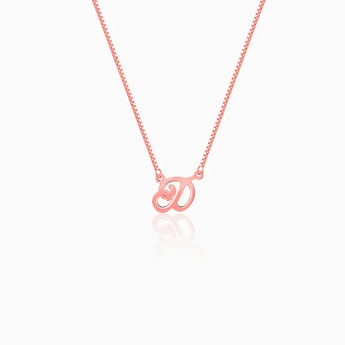 Rose Gold Personalised Cursive Initial Necklace