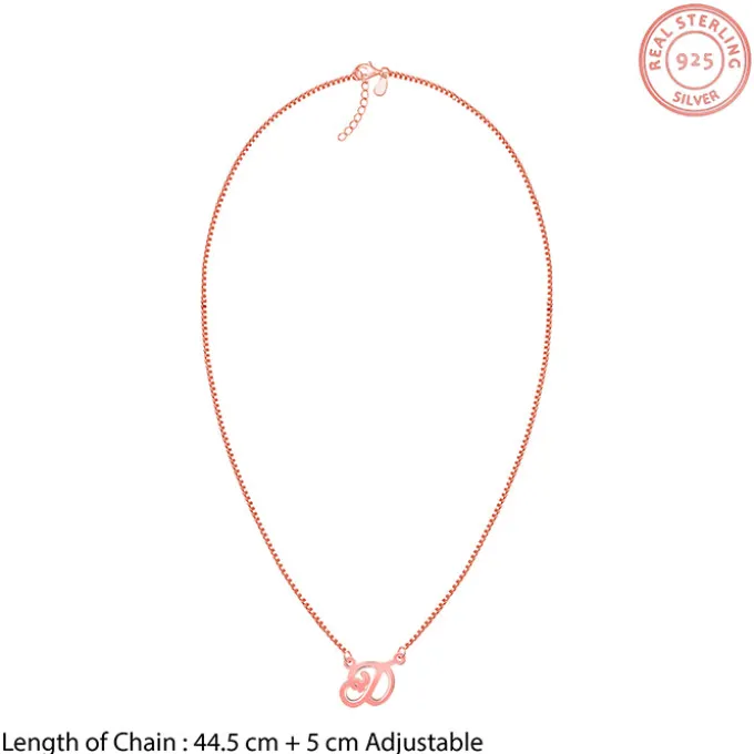 Rose Gold Personalised Cursive Initial Necklace