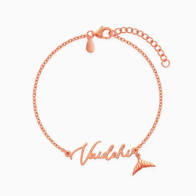 Rose Gold Personalised Cute Mermaid Tail Bracelet