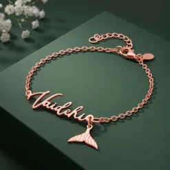 Rose Gold Personalised Cute Mermaid Tail Bracelet