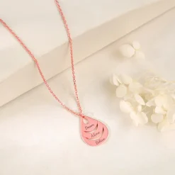 Rose Gold Personalised Dreamy Teardrop Pendant With Link Chain