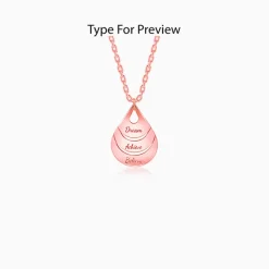 Rose Gold Personalised Dreamy Teardrop Pendant With Link Chain