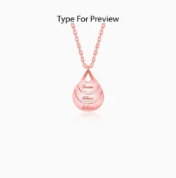 Rose Gold Personalised Dreamy Teardrop Pendant With Link Chain