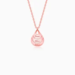 Rose Gold Personalised Dreamy Teardrop Pendant With Link Chain