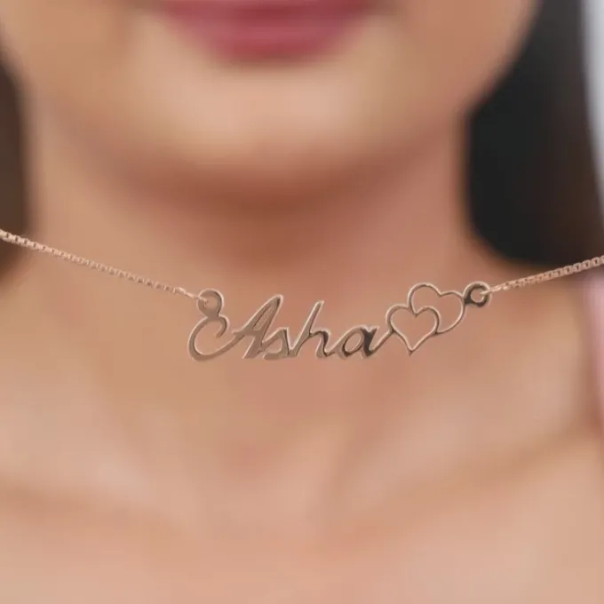 Rose Gold Personalised Dual Heart Necklace