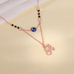 Rose Gold Personalised Evil Eye Mangalsutra Necklace