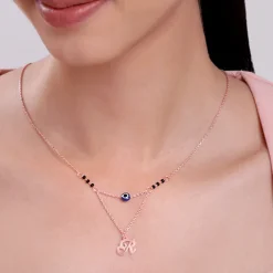 Rose Gold Personalised Evil Eye Mangalsutra Necklace