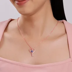 Rose Gold Personalised Evil Eye Heart Initial Pendant