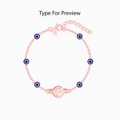 Rose Gold Personalised Evil Eye Initial Bracelet