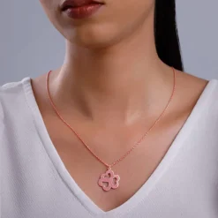 Rose Gold Personalised Floral Love Name Necklace