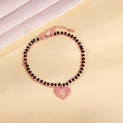 Rose Gold Personalised Heartfelt Initial Mangalsutra Bracelet