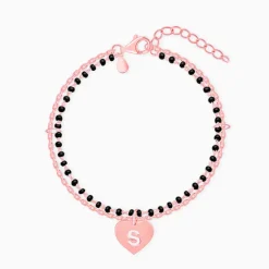 Rose Gold Personalised Heartfelt Initial Mangalsutra Bracelet