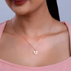 Rose Gold Personalised Heart Initial Pendant With Link Chain