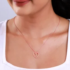 Rose Gold Personalised Heart of Initial Pendant