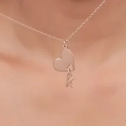 Rose Gold Personalised Heart Initial Pendant