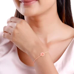 Rose Gold Personalised Hexagon Initial Bracelet