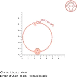 Rose Gold Personalised Hexagon Initial Bracelet