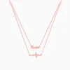 Rose Gold Personalised Heartbeat Layered Necklace