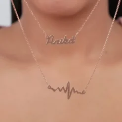 Rose Gold Personalised Heartbeat Layered Necklace