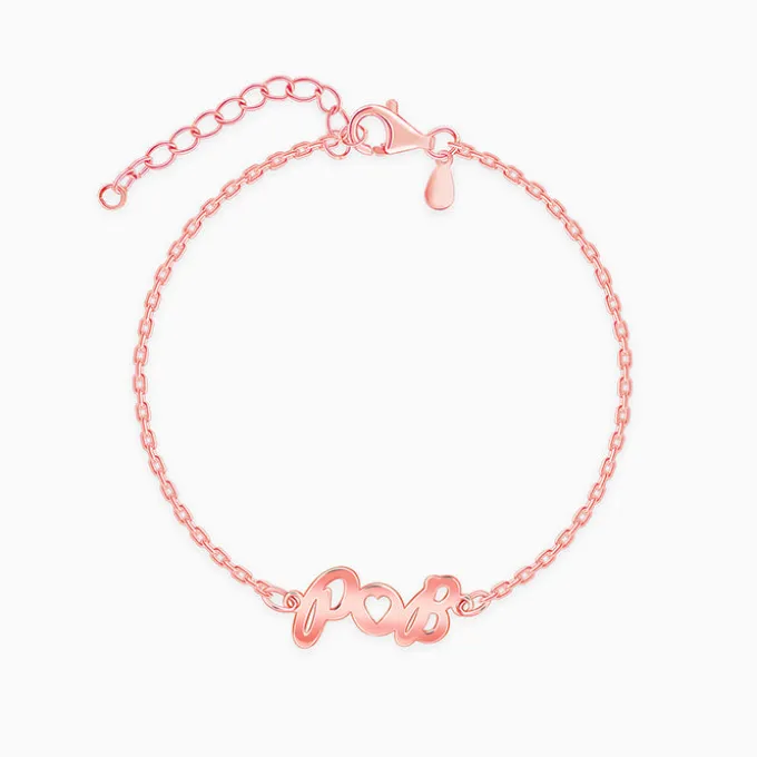 Rose Gold Personalised Heart You Initial Bracelet