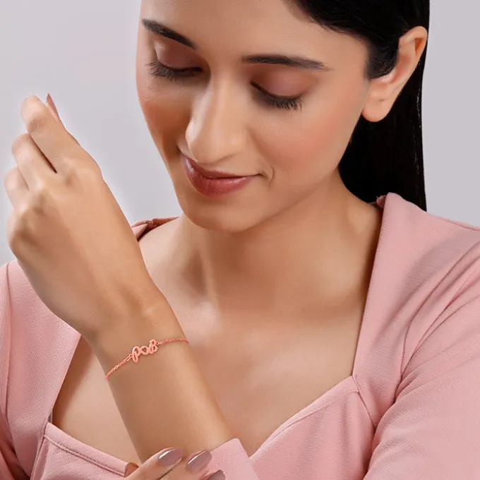 Rose Gold Personalised Heart You Initial Bracelet