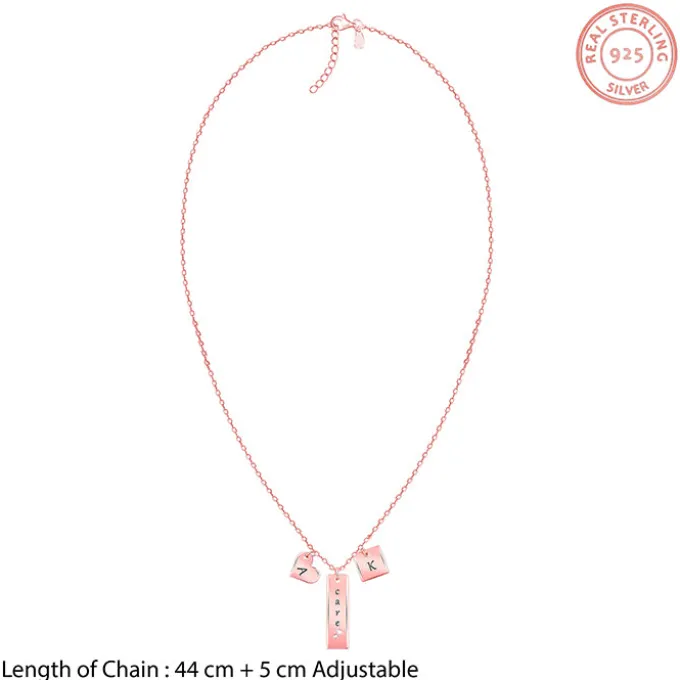 Rose Gold Personalised Initial Charm Pendant With Link Chain