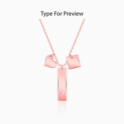 Rose Gold Personalised Initial Charm Pendant With Link Chain