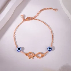 Rose Gold Personalised Initial Nazar Bracelet