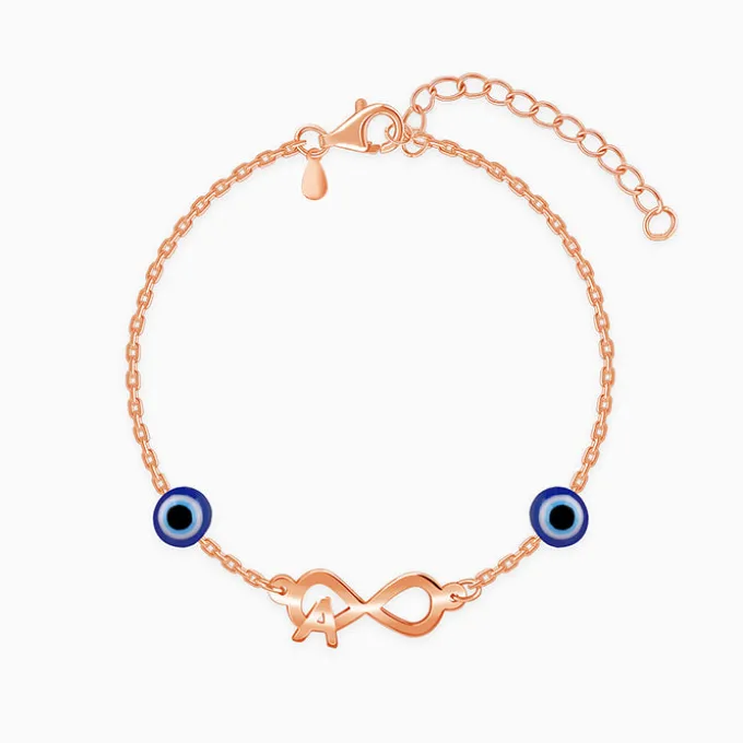 Rose Gold Personalised Initial Nazar Bracelet