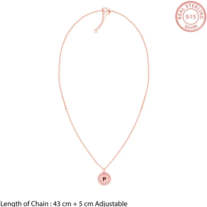 Rose Gold Personalised Initial Grace Pendant with Link Chain
