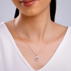 Rose Gold Personalised Initial Grace Pendant with Link Chain