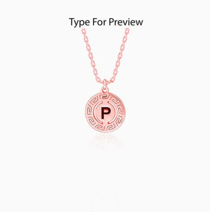 Rose Gold Personalised Initial Grace Pendant with Link Chain