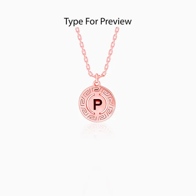 Rose Gold Personalised Initial Grace Pendant with Link Chain