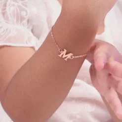 Rose Gold Personalised Initial Kids Bracelet (2 - 8 Years)