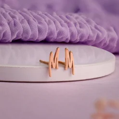 Rose Gold Personalised Letter Stud Earrings