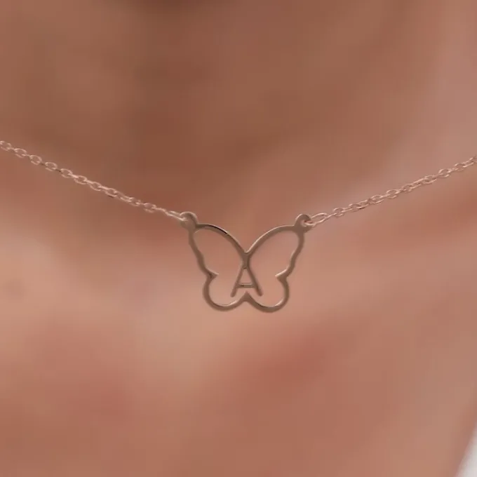 Rose Gold Personalised Like a Butterfly Necklace
