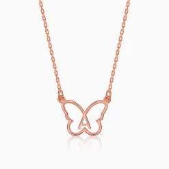 Rose Gold Personalised Like a Butterfly Necklace
