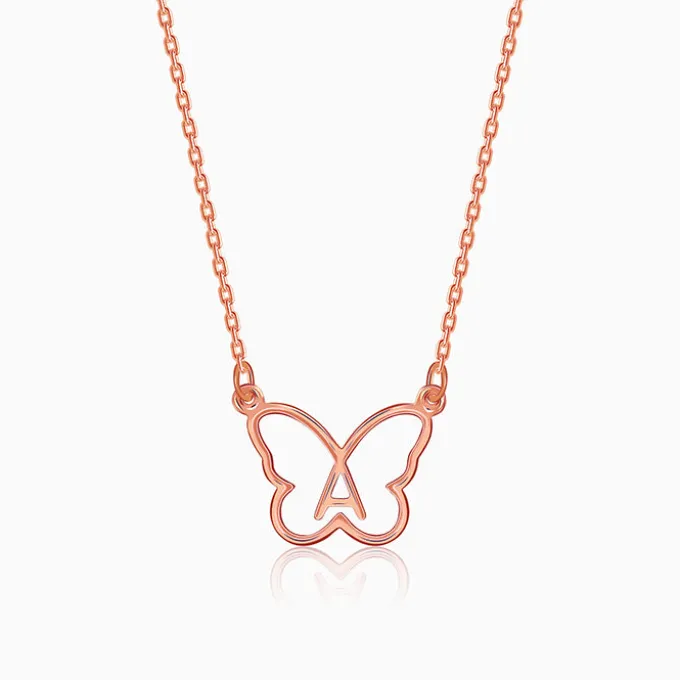 Rose Gold Personalised Like a Butterfly Necklace