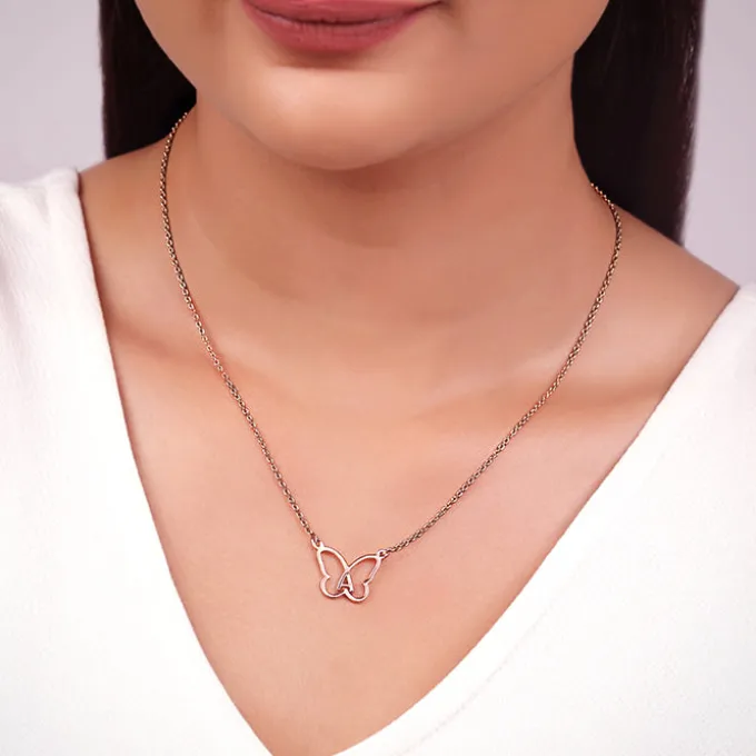 Rose Gold Personalised Like a Butterfly Necklace