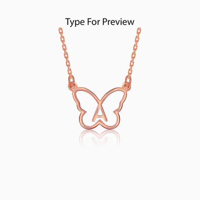 Rose Gold Personalised Like a Butterfly Necklace