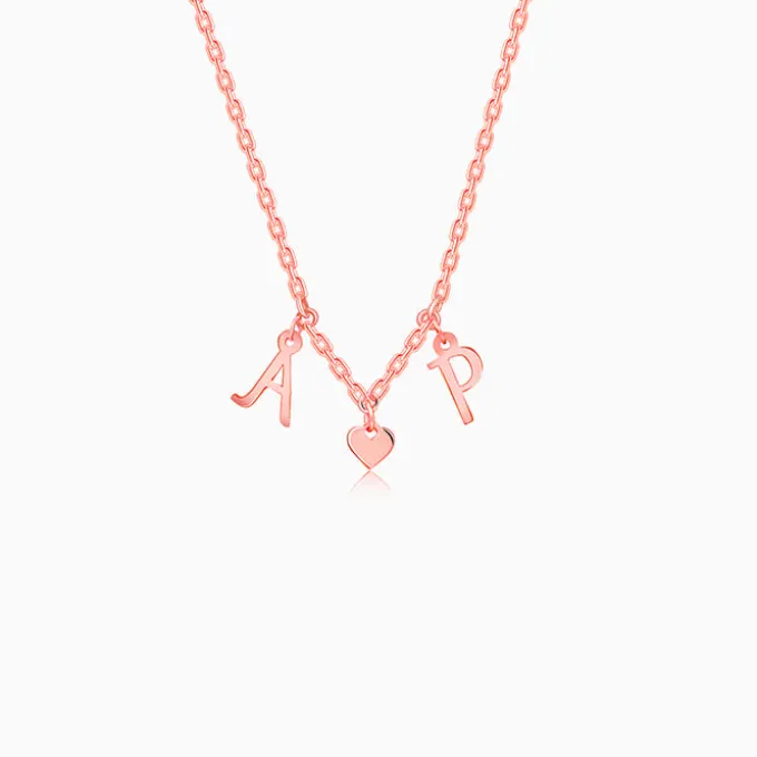 Rose Gold Personalised Love Initials Necklace