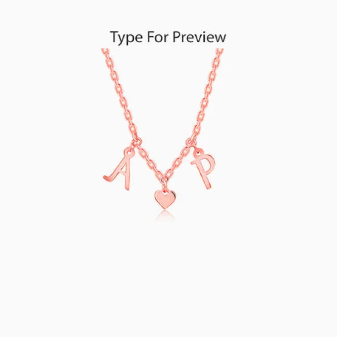 Rose Gold Personalised Love Initials Necklace