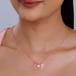 Rose Gold Personalised Love Initials Necklace