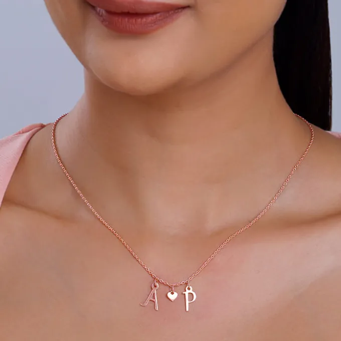 Rose Gold Personalised Love Initials Necklace