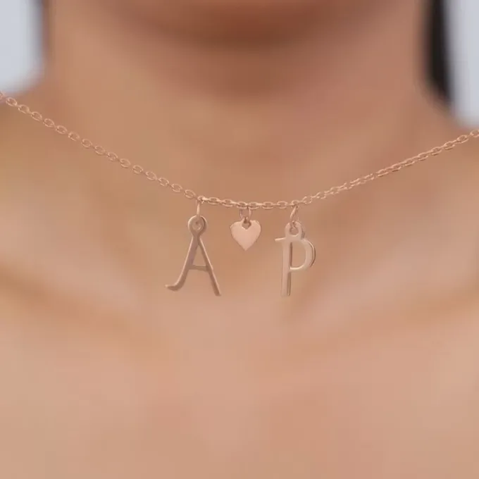 Rose Gold Personalised Love Initials Necklace